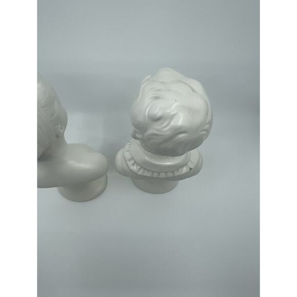 National Potteries Co Pair Statues Girl Boy Bust Japan Set of 2 Napco - Picture 11 of 12